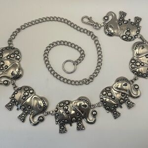 Mimi Di Ni Elephant Link Belt Chain 1998 Y2K Adjustable Silver Metal 41" Vtg